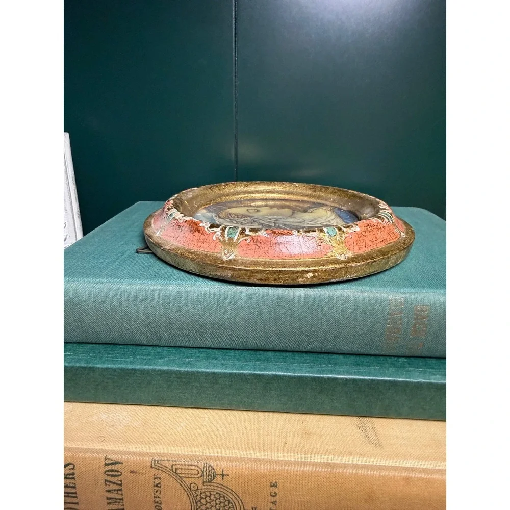 Vintage Florentine Plaque– The Adoring Virgin After Fra Filippo Lippi – Italy